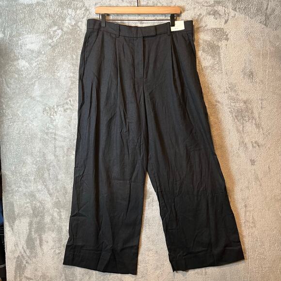 Abercrombie & Fitch Pants - Abercrombie & Fitch High Rise Ultra Wide Leg Linen Blend Pants Size 32 Black New